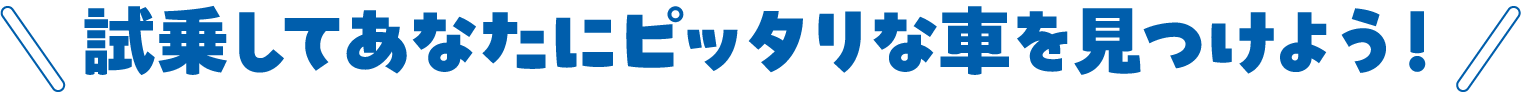 試乗してあなたにピッタリな車をみつけよう！